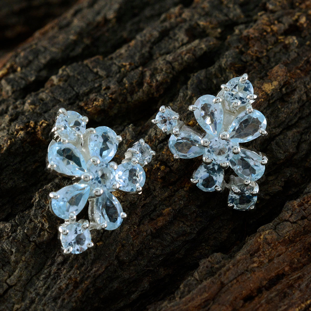 Blue-Topaz-German-Genesis-multiple-Stud-Blue-92.5-Silver-Earring