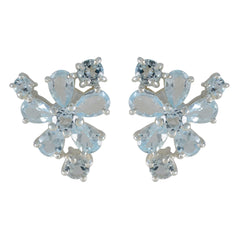 Blue-Topaz-German-Genesis-multiple-Stud-Blue-92.5-Silver-Earring