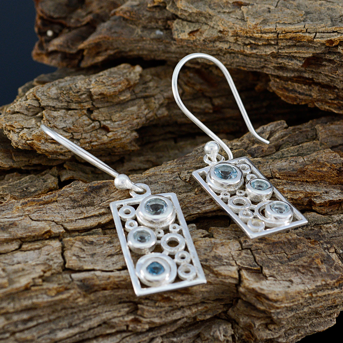 Blue-topaz-Korean-Aaliyah-multiple-Dangle-Blue-Silver-Earring