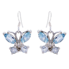 Blautopas-Ägyptischer-Luna-Mehrfach-Ohrhänger-Blau-925-Silber