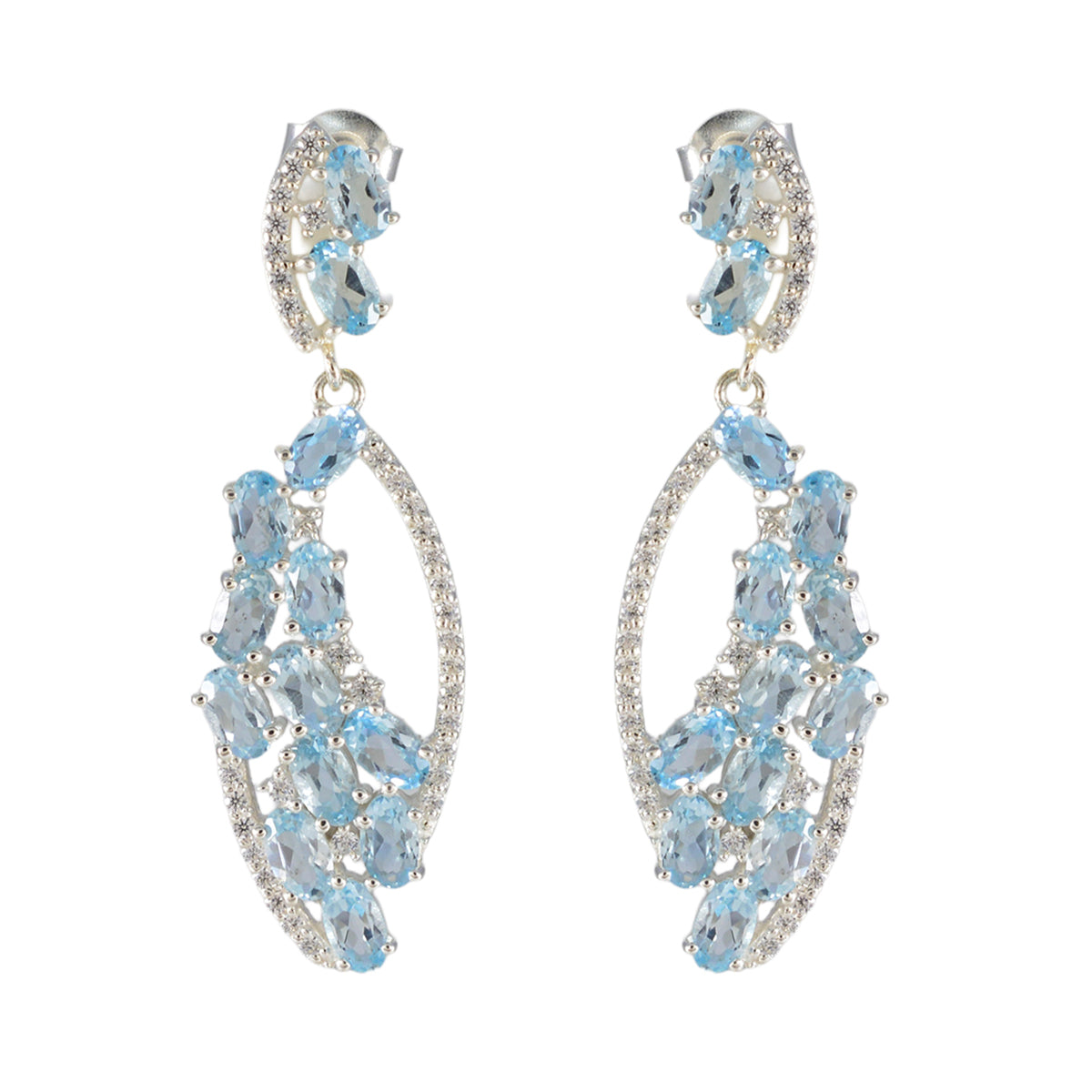 Blue-Topaz-American-Amanda-multiple-Stud-Blue-925-Silver-Earring