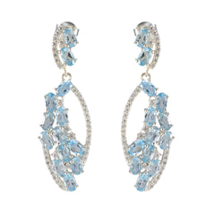 Blue-Topaz-American-Amanda-multiple-Stud-Blue-925-Silver-Earring