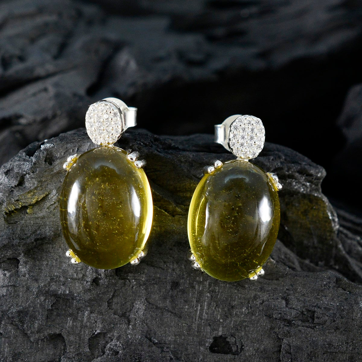 Citrine-American-Lourdes-multiple-Stud-Yellow-Silver-Earring