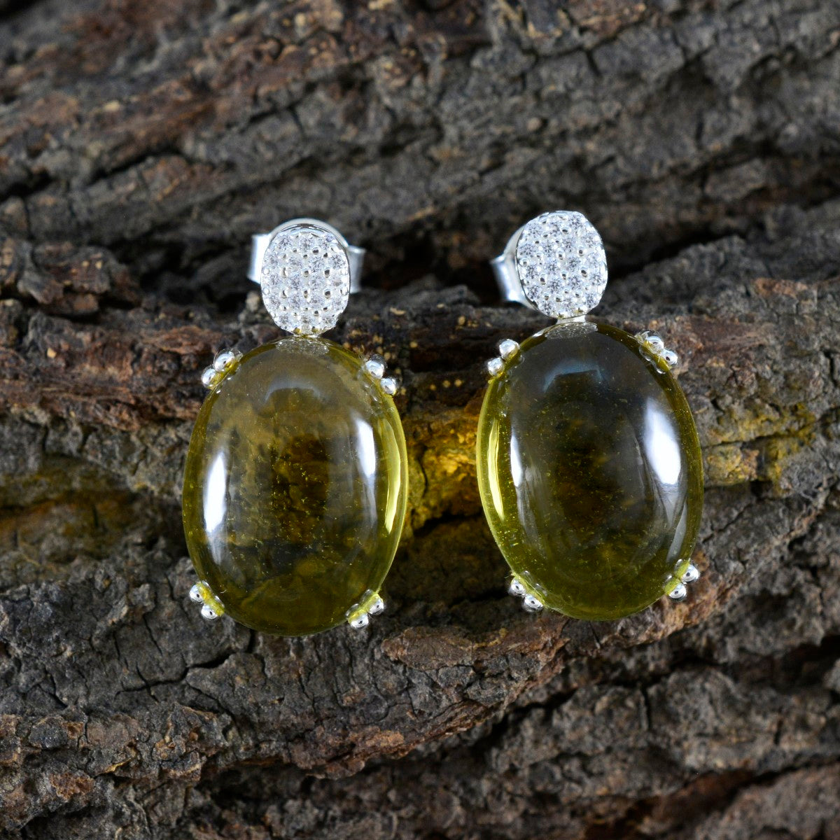 Citrine-American-Lourdes-multiple-Stud-Yellow-Silver-Earring