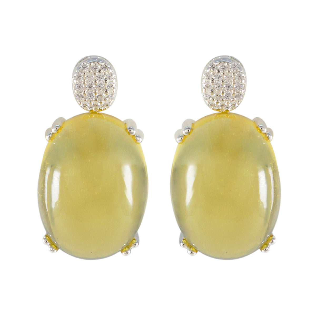 Citrine-American-Lourdes-multiple-Stud-Yellow-Silver-Earring