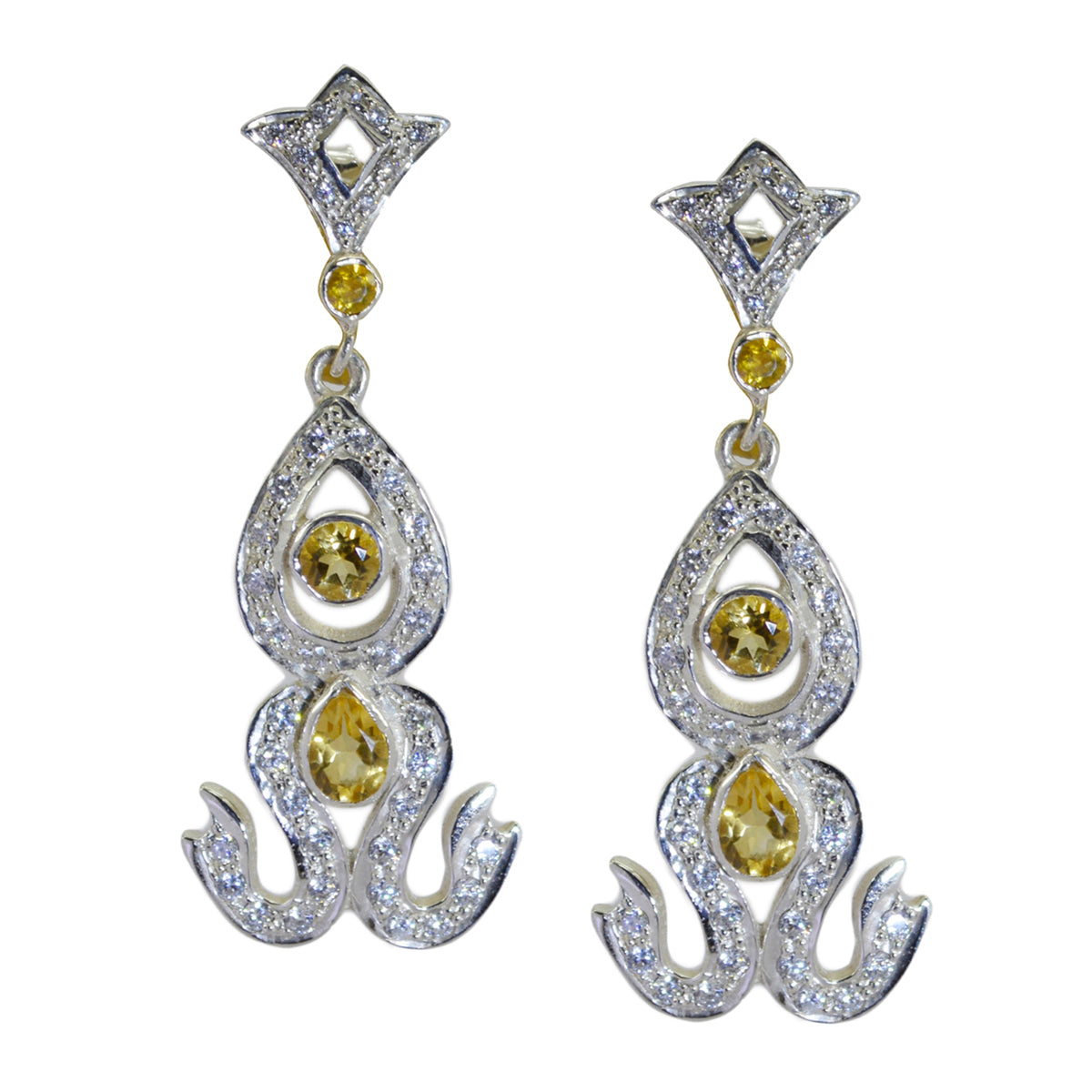 Citrine-American-María-multiple-Stud-Yellow-925-Silver-Earring
