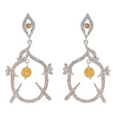 Citrine-Indian-Lakshmi-multiple-Stud-Yellow-Silver-Earring