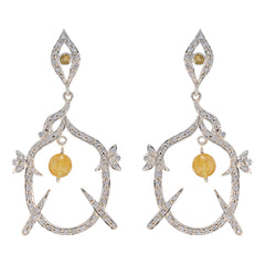 Citrine-Indian-Lakshmi-multiple-Stud-Yellow-Silver-Earring