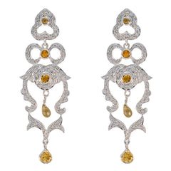 Citrine-Indian-Natcha-multiple-Stud-Yellow-92.5-Silver-Earring