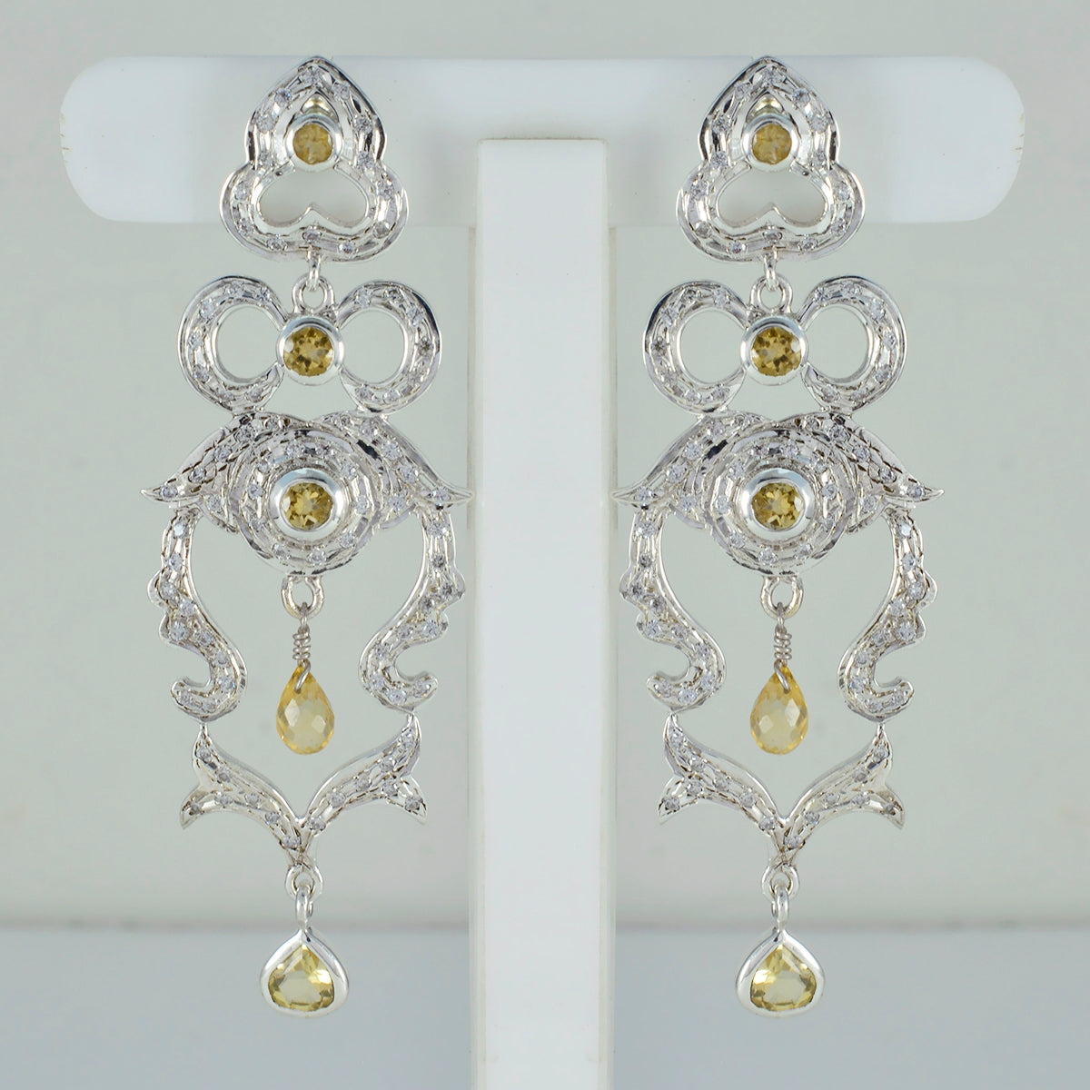 Citrine-Indian-Natcha-multiple-Stud-Yellow-92.5-Silver-Earring