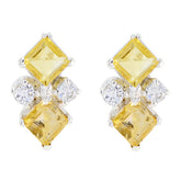 Citrine-African-Amanda-multiple-Stud-Yellow-Silver-Earring