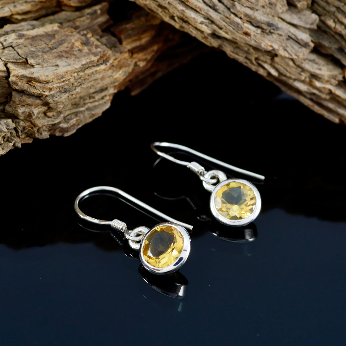 Citrine-Russian-Freya-Solitaire-Dangle-Yellow-925-Silver-Earring