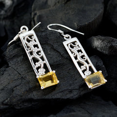 Citrine-American-Yan-Solitaire-Dangle-Yellow-Silver-Earring