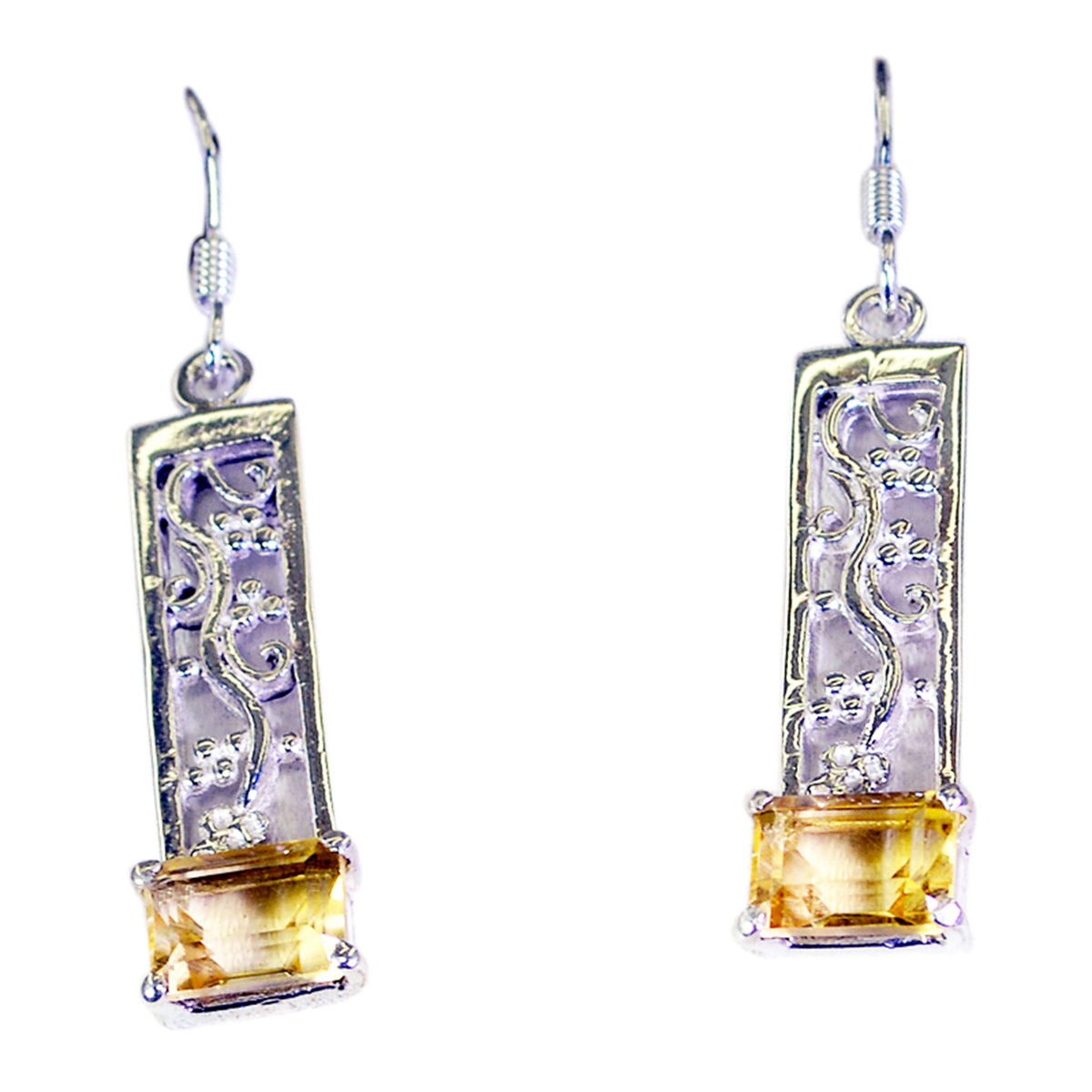Citrine-American-Yan-Solitaire-Dangle-Yellow-Silver-Earring