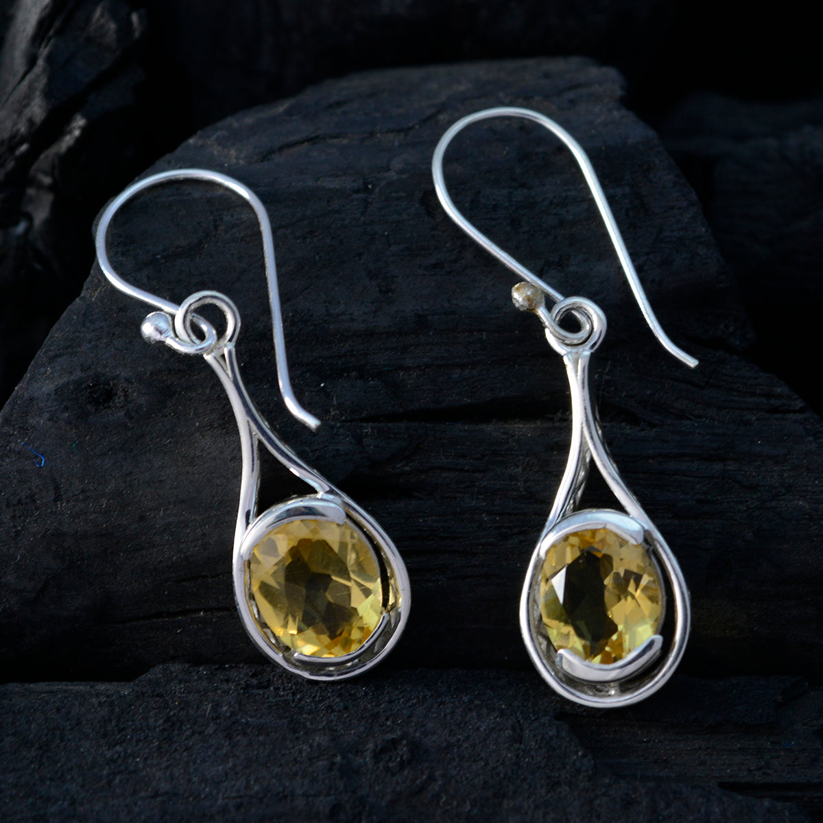 Citrine-Italian-Harper-Solitaire-Dangle-Yellow-Silver-Earring