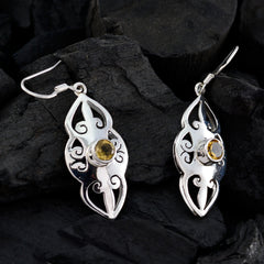 Citrine-German-Kennedy-Solitaire-Dangle-Yellow-Silver-Earring