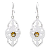 Citrine-German-Kennedy-Solitaire-Dangle-Yellow-Silver-Earring