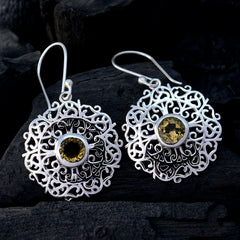 Citrine-Moroccan-Josephine-Solitaire-Dangle-Yellow-Sterling-Silver-Earring