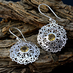 Citrine-Moroccan-Josephine-Solitaire-Dangle-Yellow-Sterling-Silver-Earring