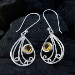 Citrine-Middle-Eastern-Lea-Solitaire-Dangle-Yellow-Silver-Earring