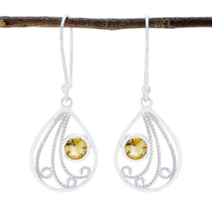 Citrine-Middle-Eastern-Lea-Solitaire-Dangle-Yellow-Silver-Earring