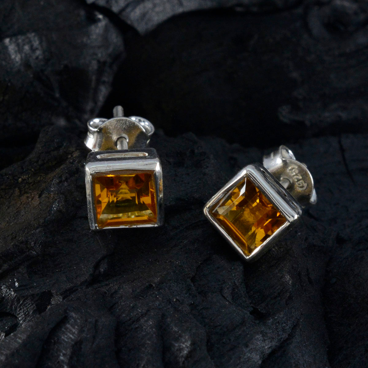 Citrine-Japanese-Nella-Solitaire-Stud-Yellow-Sterling-Silver-Earring