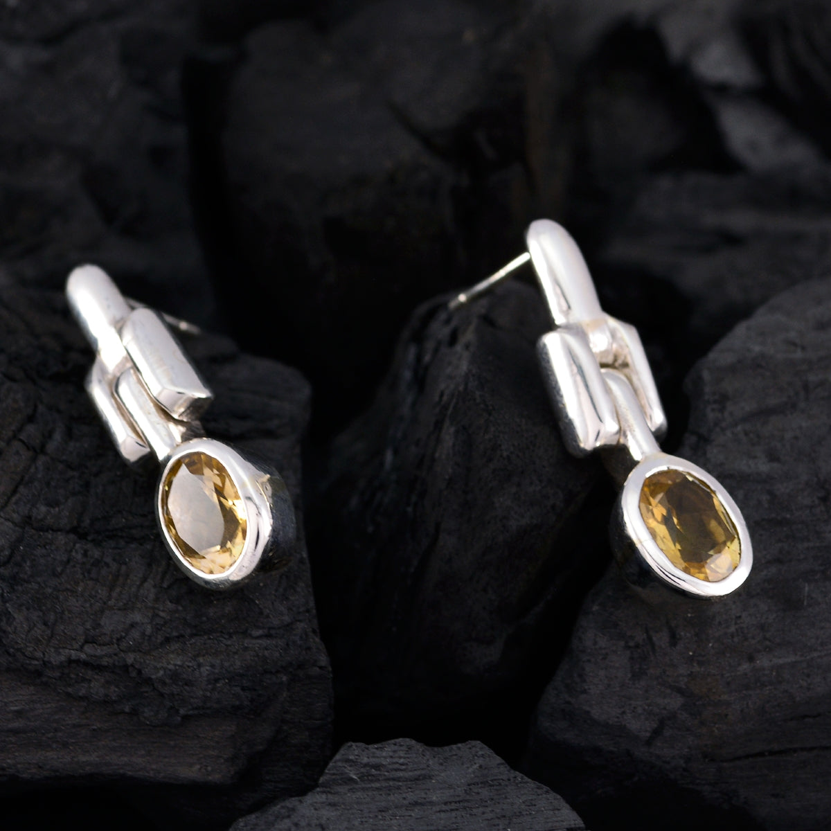 Citrine-Moroccan-Yuna-Solitaire-Stud-Yellow-Sterling-Silver-Earring