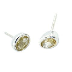 Citrine-Russian-Sofia-Solitaire-Stud-Yellow-Silver-Earring