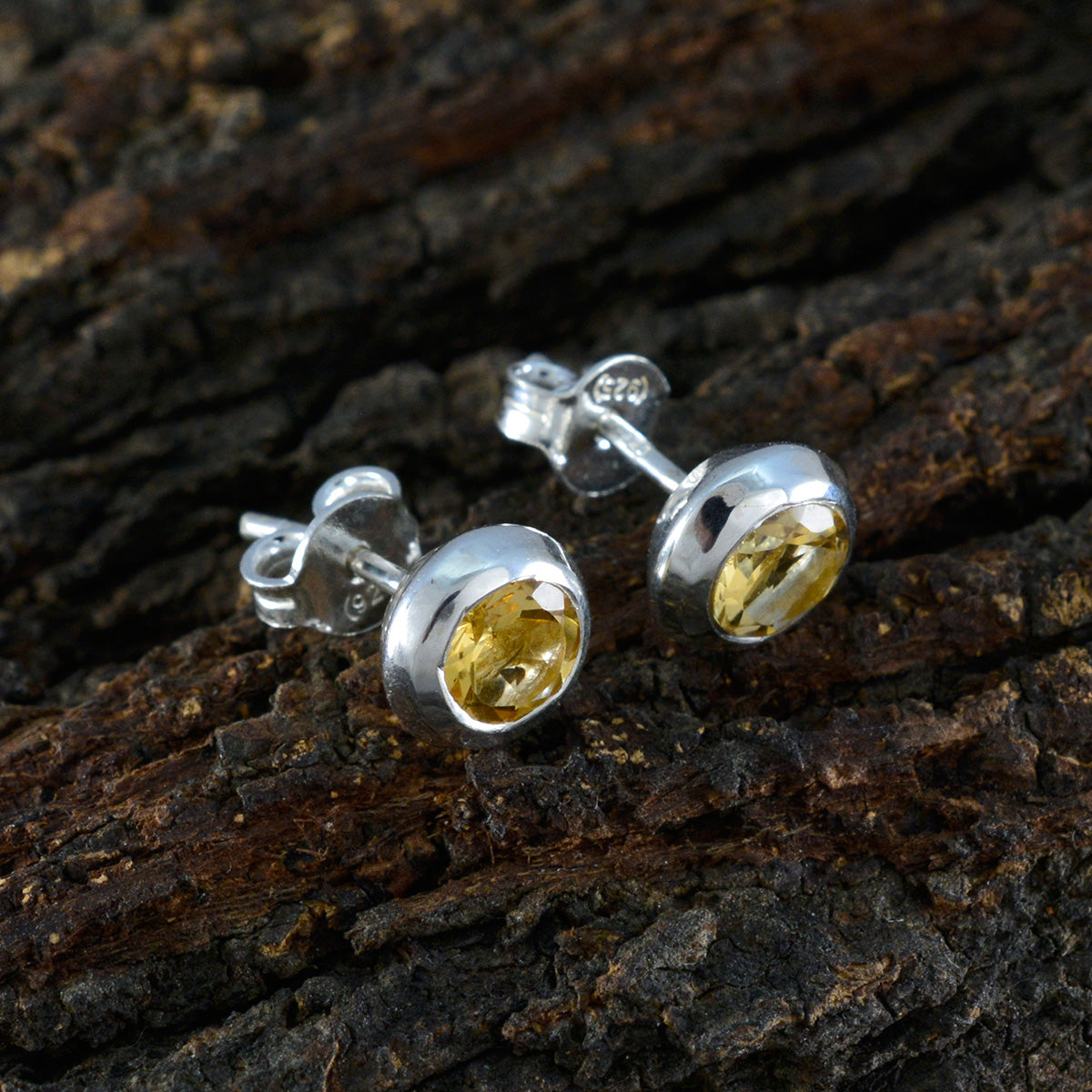 Citrine-German-Cecilia-Solitaire-Stud-Yellow-Silver-Earring