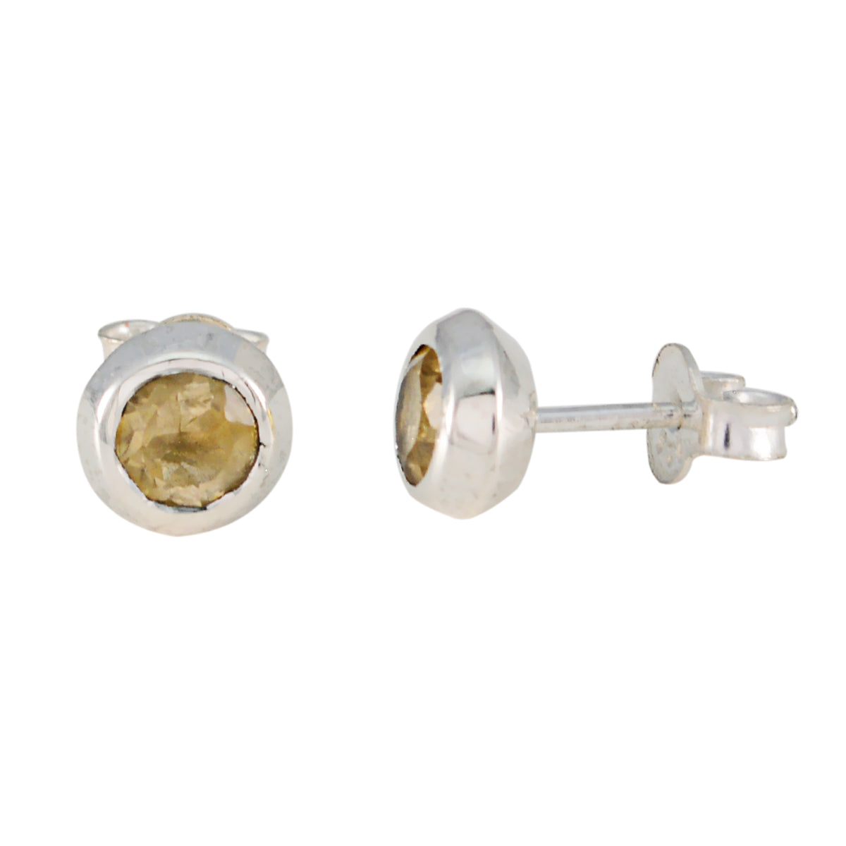 Citrine-German-Cecilia-Solitaire-Stud-Yellow-Silver-Earring