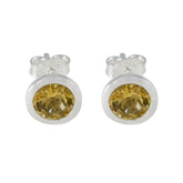 Citrine-Egyptian-Stella-Solitaire-Stud-Yellow-925-Sterling-Silver-Earring