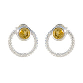 Citrine-American-Amanda-Solitaire-Stud-Yellow-925-Sterling-Silver-Earring