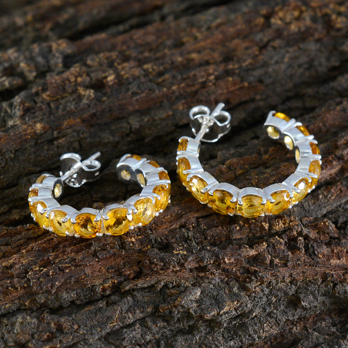 Citrine-African-Gabriela-multiple-Stud-Yellow-925-Silver-Earring