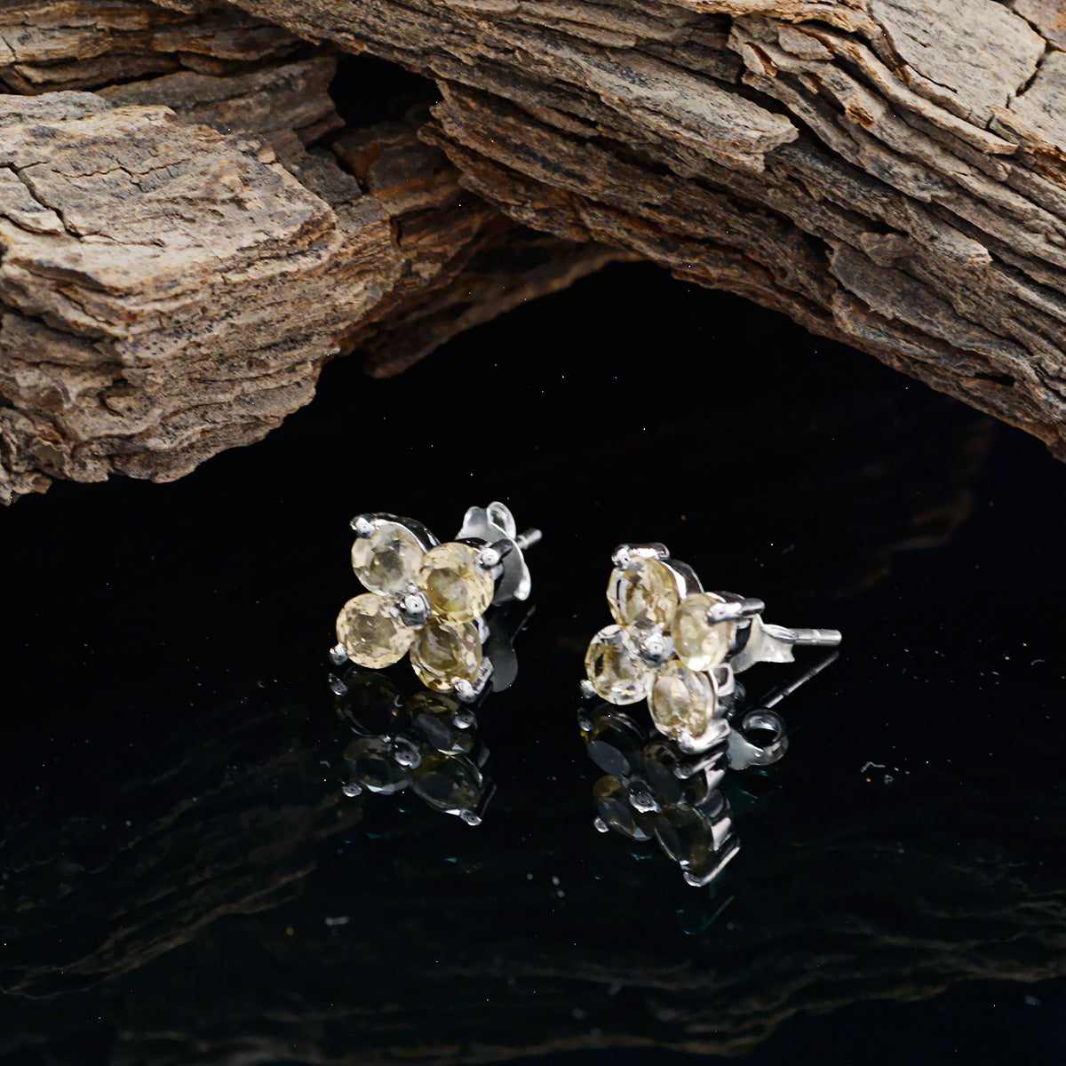 Citrine-Egyptian-María-multiple-Stud-Yellow-92.5-Silver-Earring