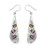 Citrine-Middle-Eastern-Yasmine-multiple-Dangle-Yellow-92.5-Silver-Earring