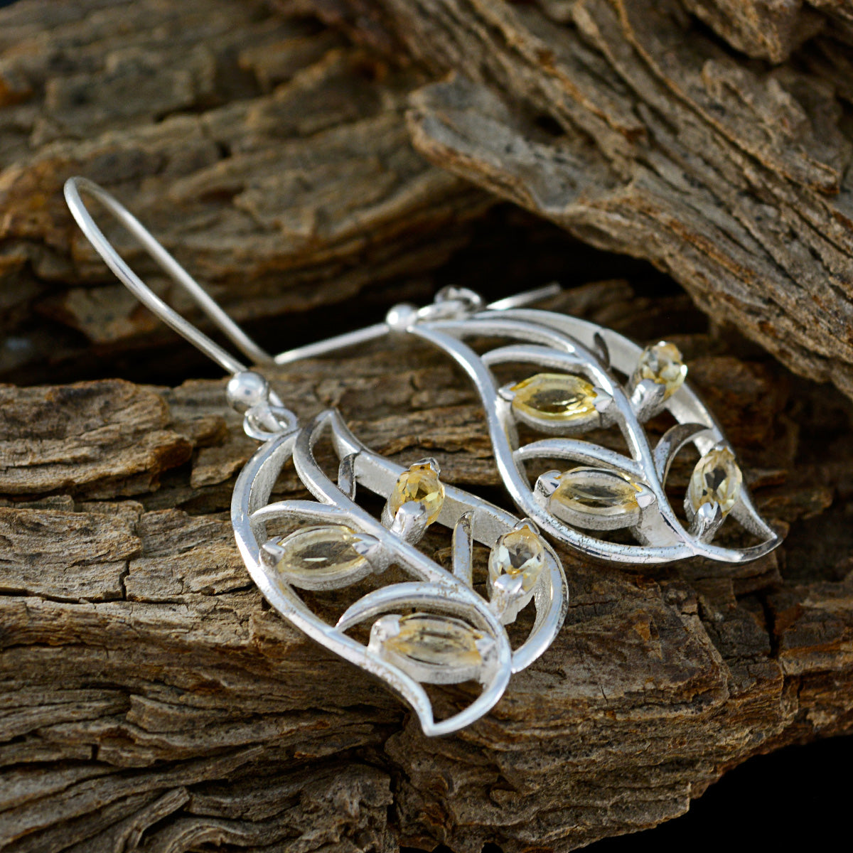 Citrine-Japanese-Josephine-multiple-Dangle-Yellow-Silver-Earring