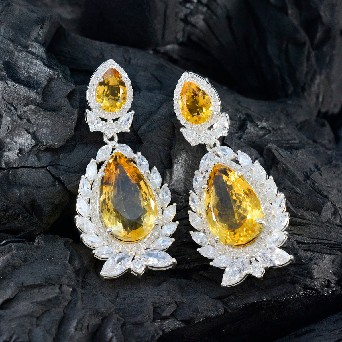 Citrine-Indian-Araya-multiple-Stud-Yellow-Sterling-Silver-Earring
