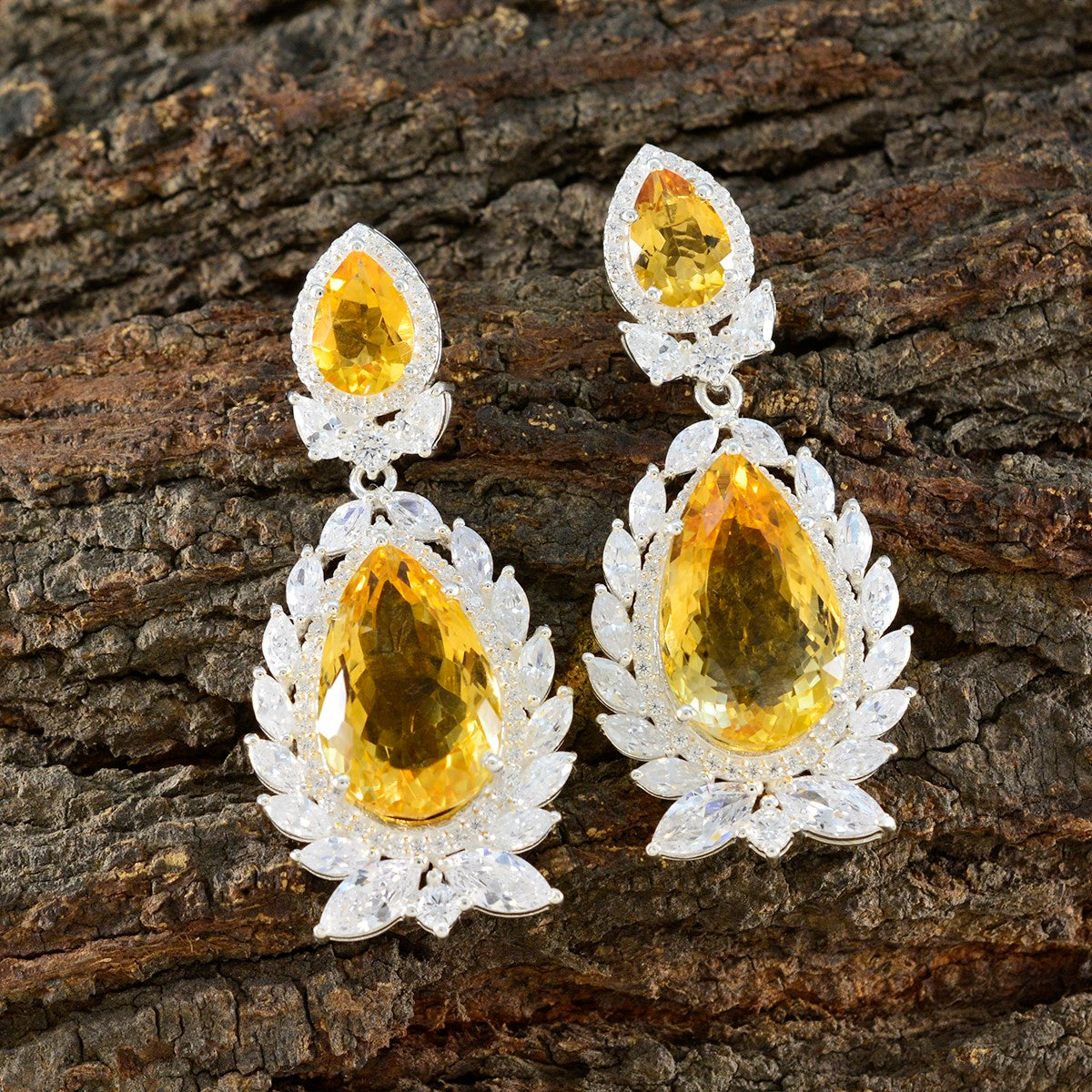 Citrine-Indian-Araya-multiple-Stud-Yellow-Sterling-Silver-Earring