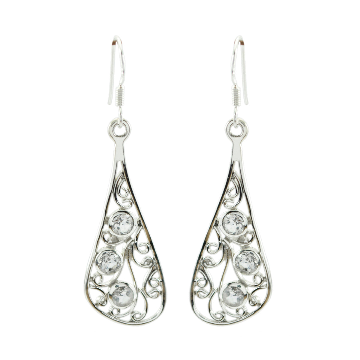 Crystal-Quartz-Turkish-Rebeca-multiple-Dangle-White-Silver-Earring