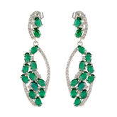 Emerald-CZ-Indian-Kristine-multiple-Stud-Green-Silver-Earring