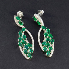 Emerald-CZ-Indian-Kristine-multiple-Stud-Green-Silver-Earring