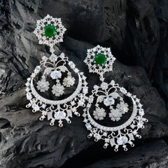 Emerald-CZ-Indian-Lakshmi-multiple-Stud-Green-Sterling-Silver-Earring