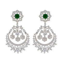 Emerald-CZ-Indian-Lakshmi-multiple-Stud-Green-Sterling-Silver-Earring