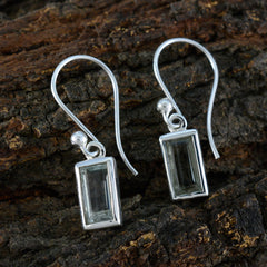 Grüner Amethyst-Marokkanischer Lili-Solitär-Ohrhänger-Grün-Silber