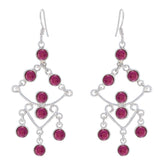 Garnet-German-Nayara-multiple-Dangle-Red-Silver-Earring