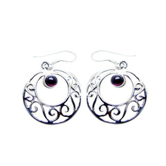 Garnet-American-Anna-Solitaire-Dangle-Red-Silver-Earring