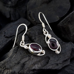 Garnet-Korean-Aria-Solitaire-Dangle-Red-Sterling-Silver-Earring