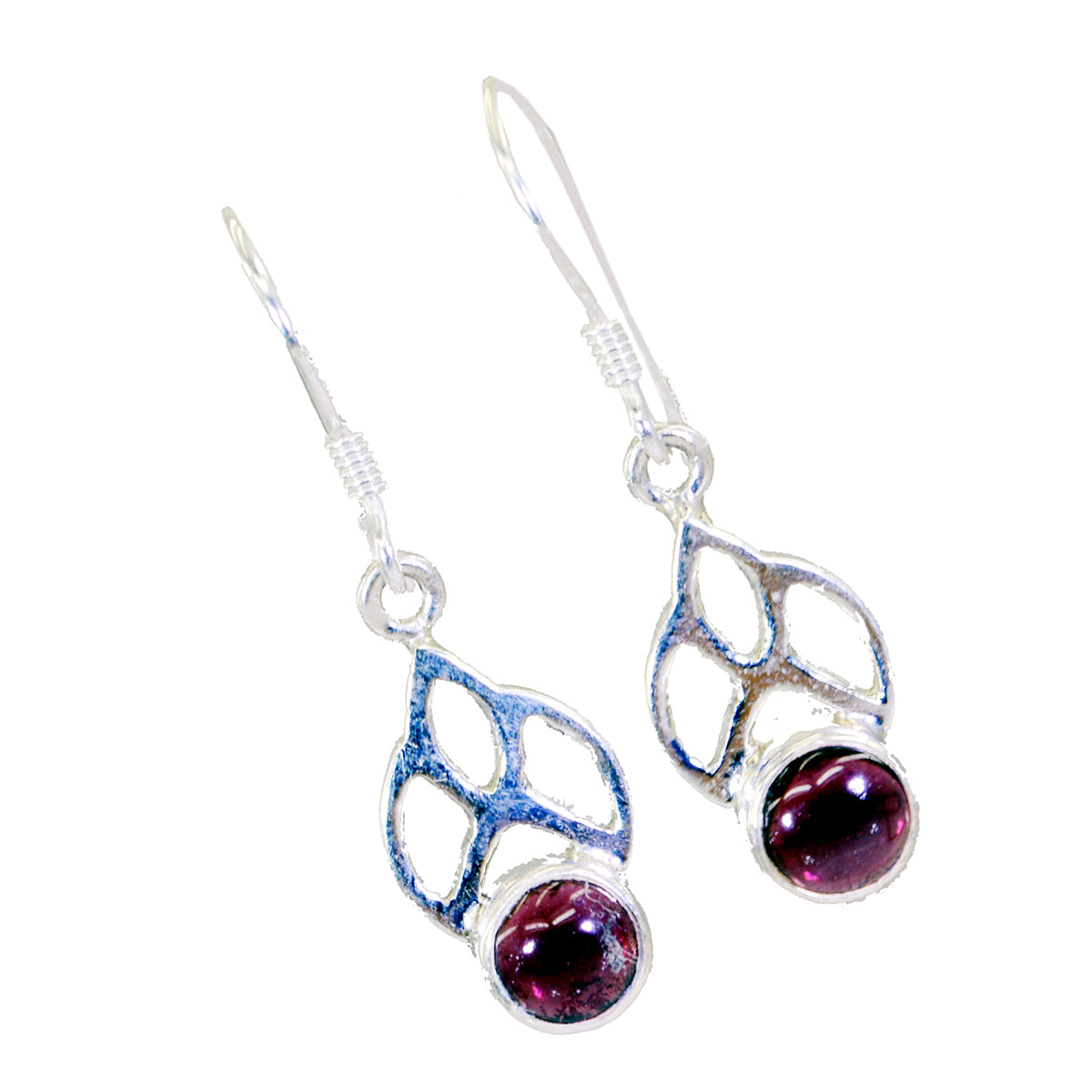 Garnet-Turkish-Aurora-Solitaire-Dangle-Red-925-Silver-Earring