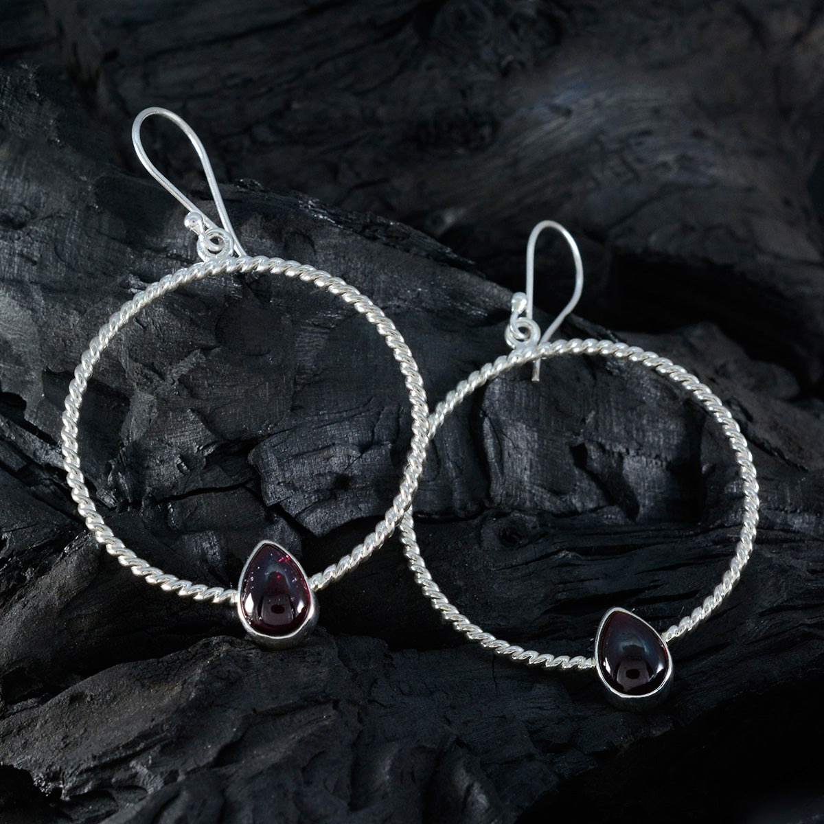 Garnet-Italian-Autumn-Solitaire-Dangle-Red-925-Silver-Earring