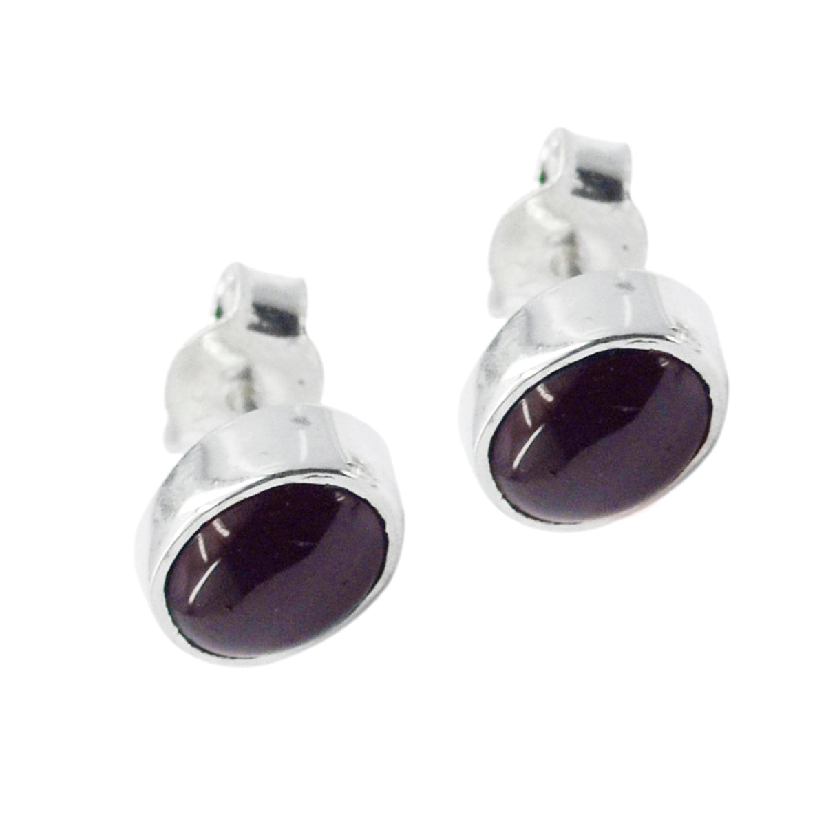 Garnet-Middle-Eastern-Ava-Solitaire-Stud-Red-Sterling-Silver-Earring